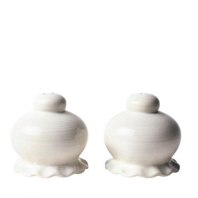 Coton Colors Signature White Ruffle Salt and Pepper Shaker Set