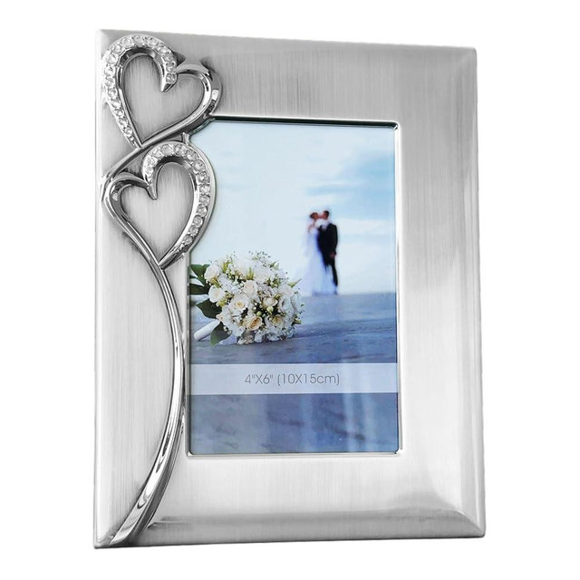 LunaNest Silver Picture Frame 4x6 with Hearts – Thoughtful Gift Idea for Weddings, Engagement for Couples, Newlyweds, Bridal Shower, Anniversary, Valentines