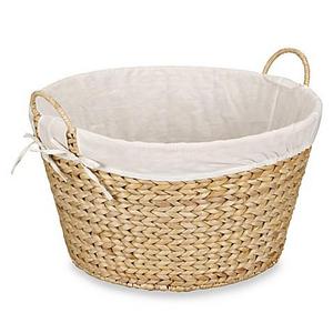 Household Essentials Round Banana Leaf Laundry Basket in Natural