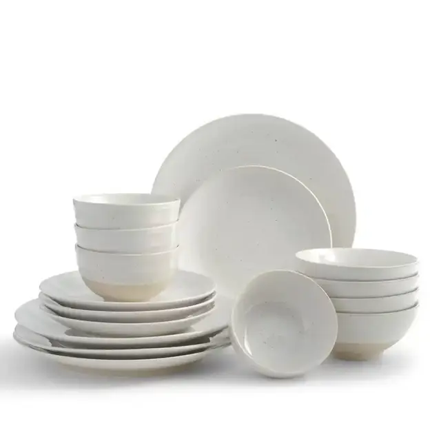 Siterra 16-Piece Casual Rustic White Stoneware Dinnerware Set (Service for 4)
