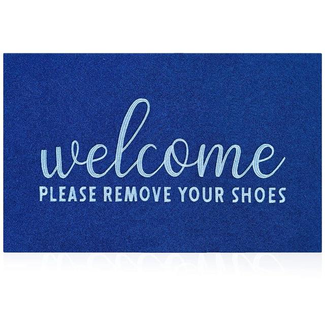 AAZZKANG Blue Door Mat Large Outdooor Welcome Doormat 36"x24" with Non Slip Rubber Backing Indoor Mat Durable Outside Inside Door Mats for Entryway