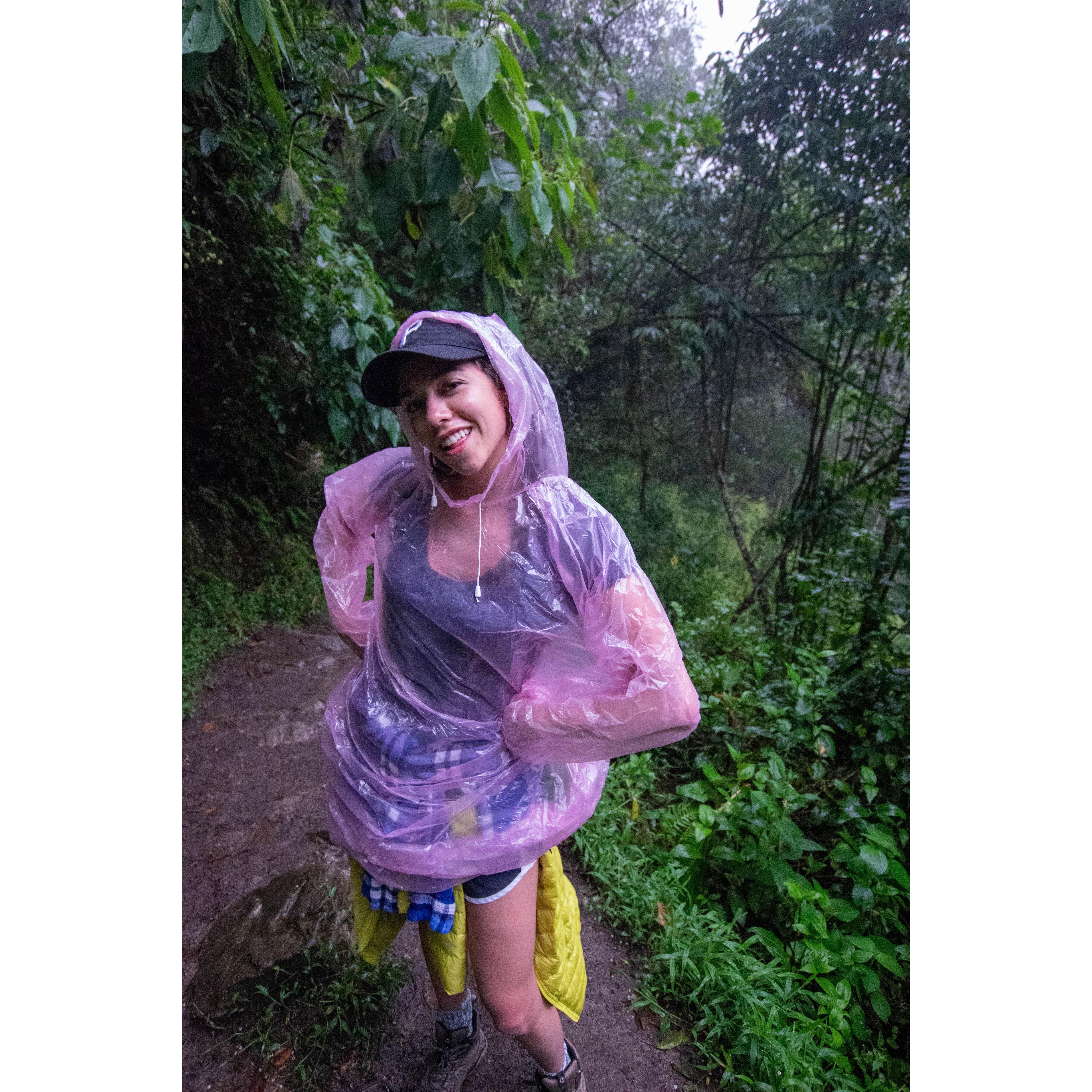 Even breaking dawn hiking up a mountain in the rain...