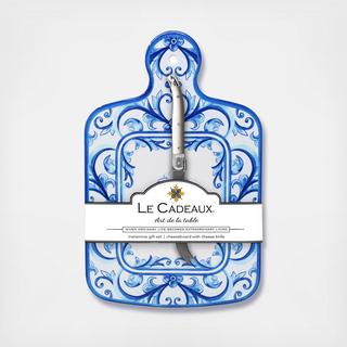 Mallorca Melamine Cheese Board with Cheese Knife Gift Set