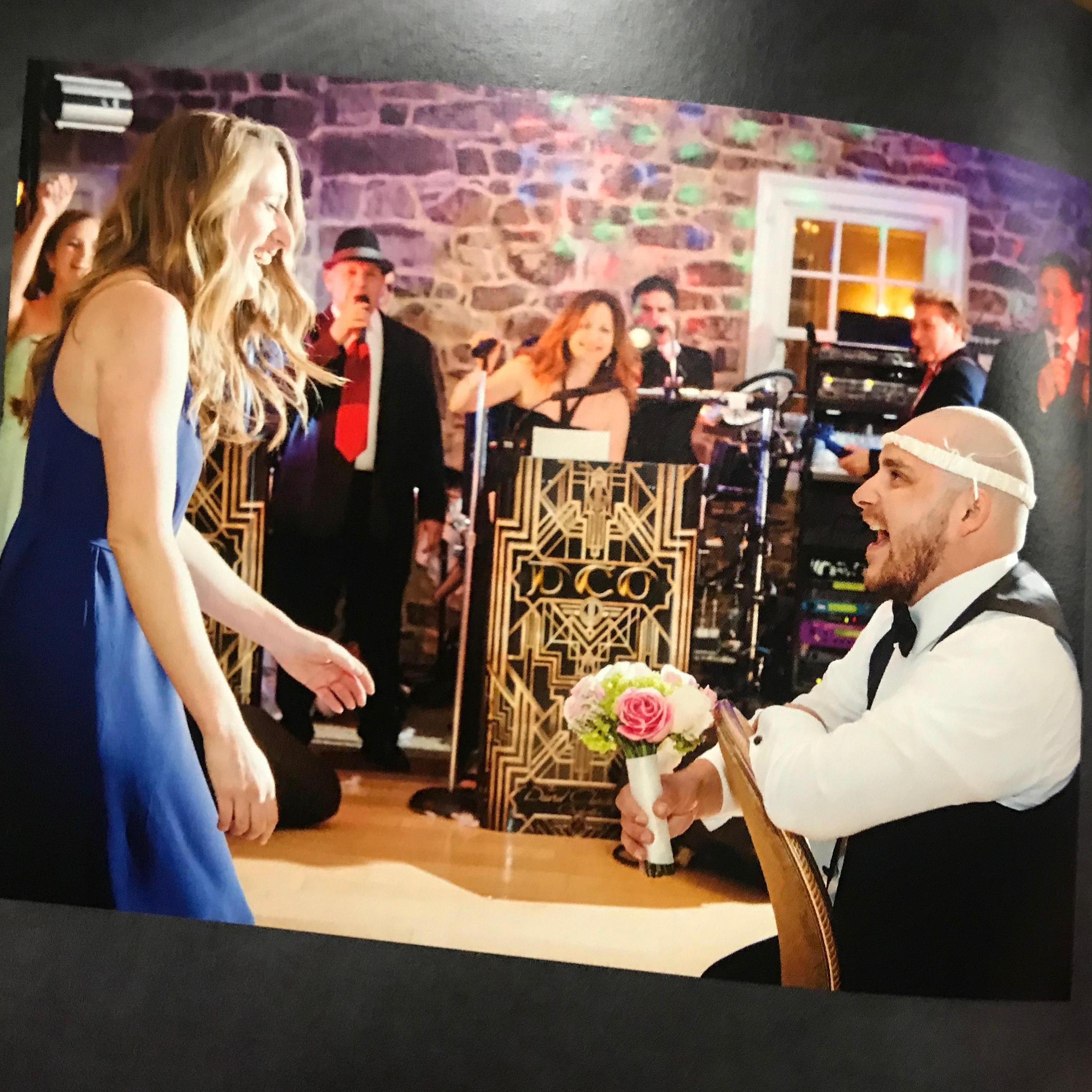 And I caught the bouquet at our first wedding together! Foreshadowing?? Paul made SURE Joe didn't catch the garter!