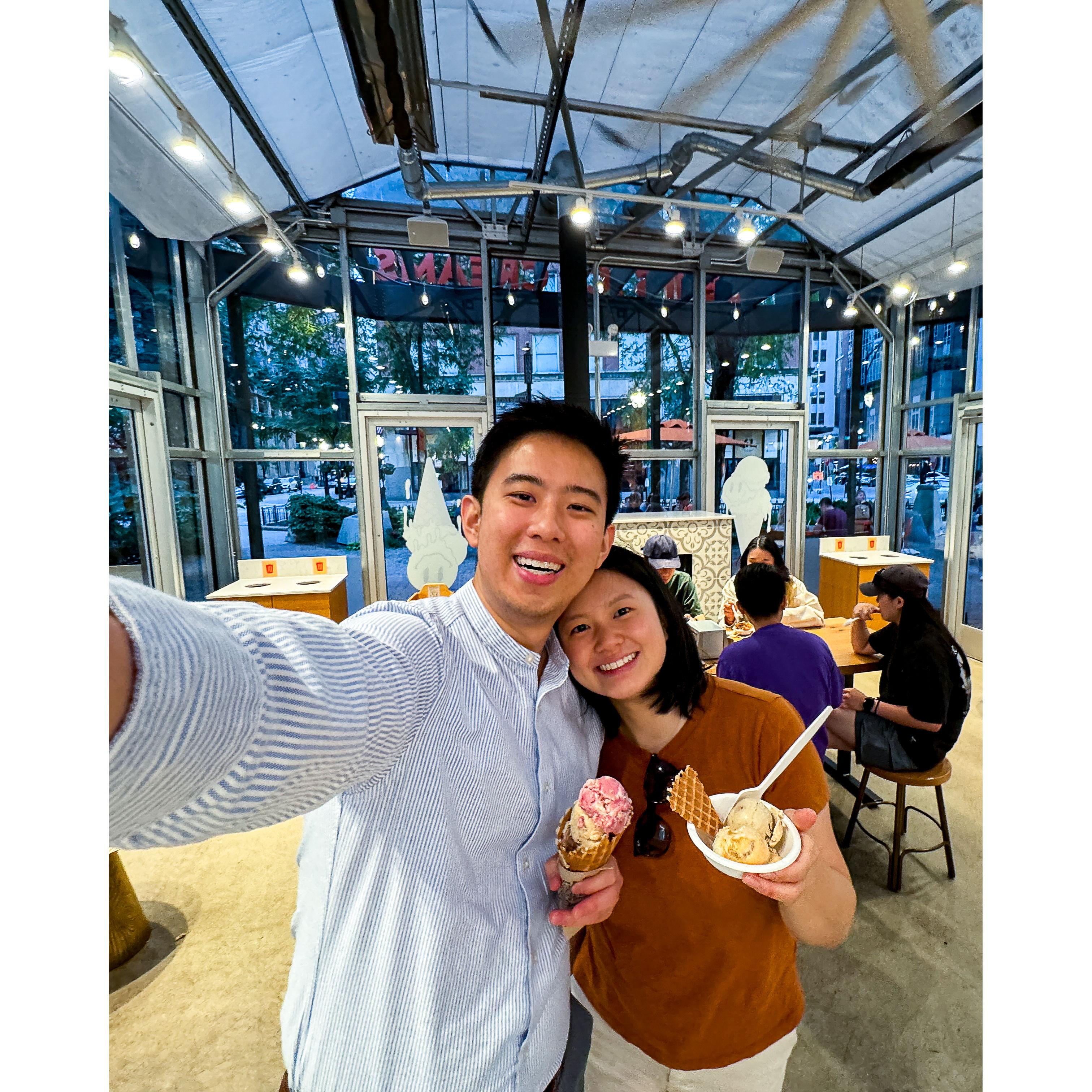 Recreating memories at Jeni's almost a year after we met