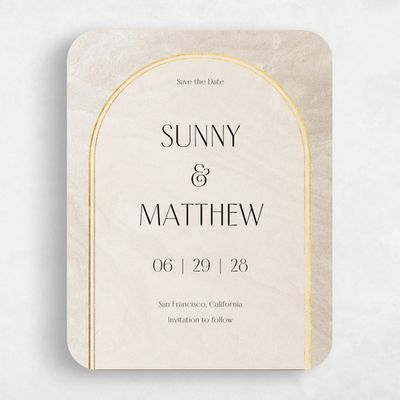 Beige Rounded Wedding Save the Date - Dorado Arch Foil