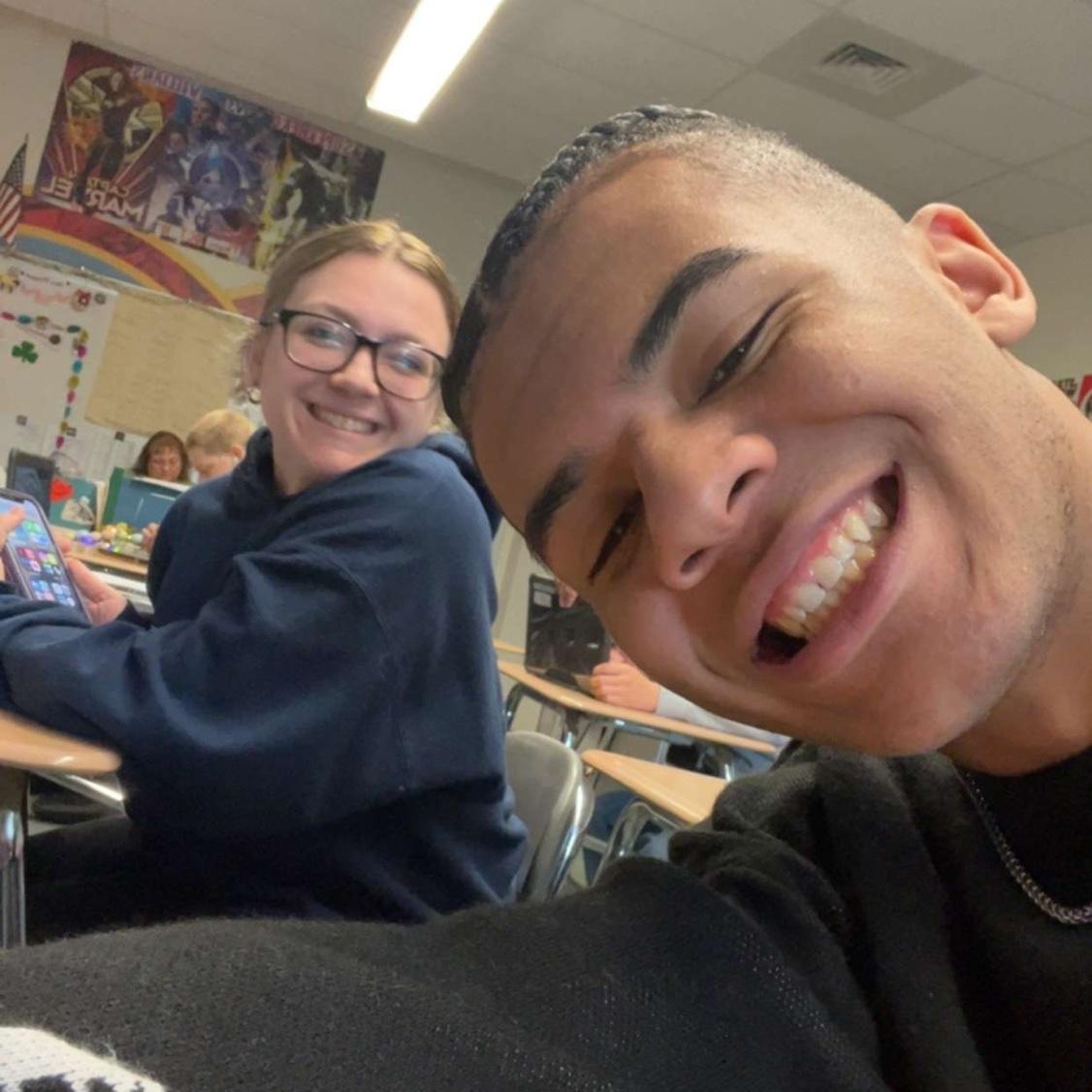 Taking pictures together in class haha!