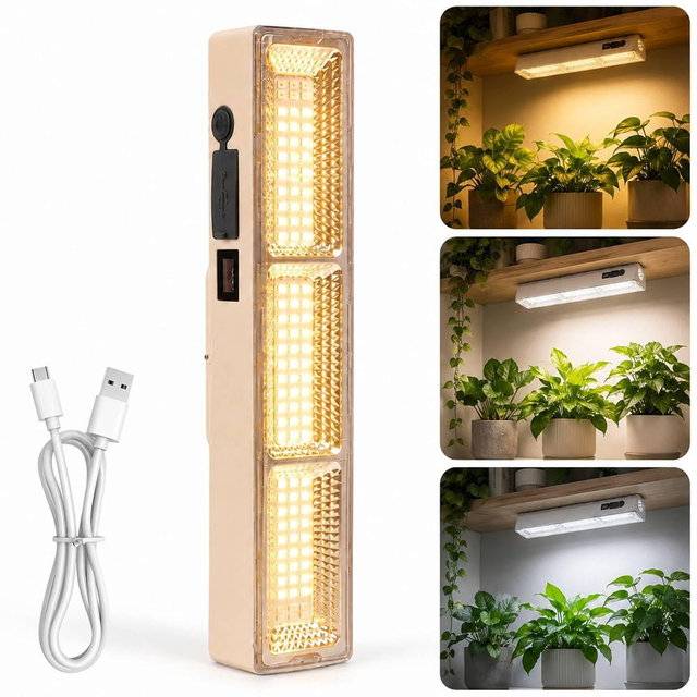 sooogd Rechargeable Grow Lights for Indoor Plants | Rechargeable, Full Spectrum, Magnetic Hook Mount, 3 Color Modes Dimmable, LED Lamp, for Seed Starting & Seedlings