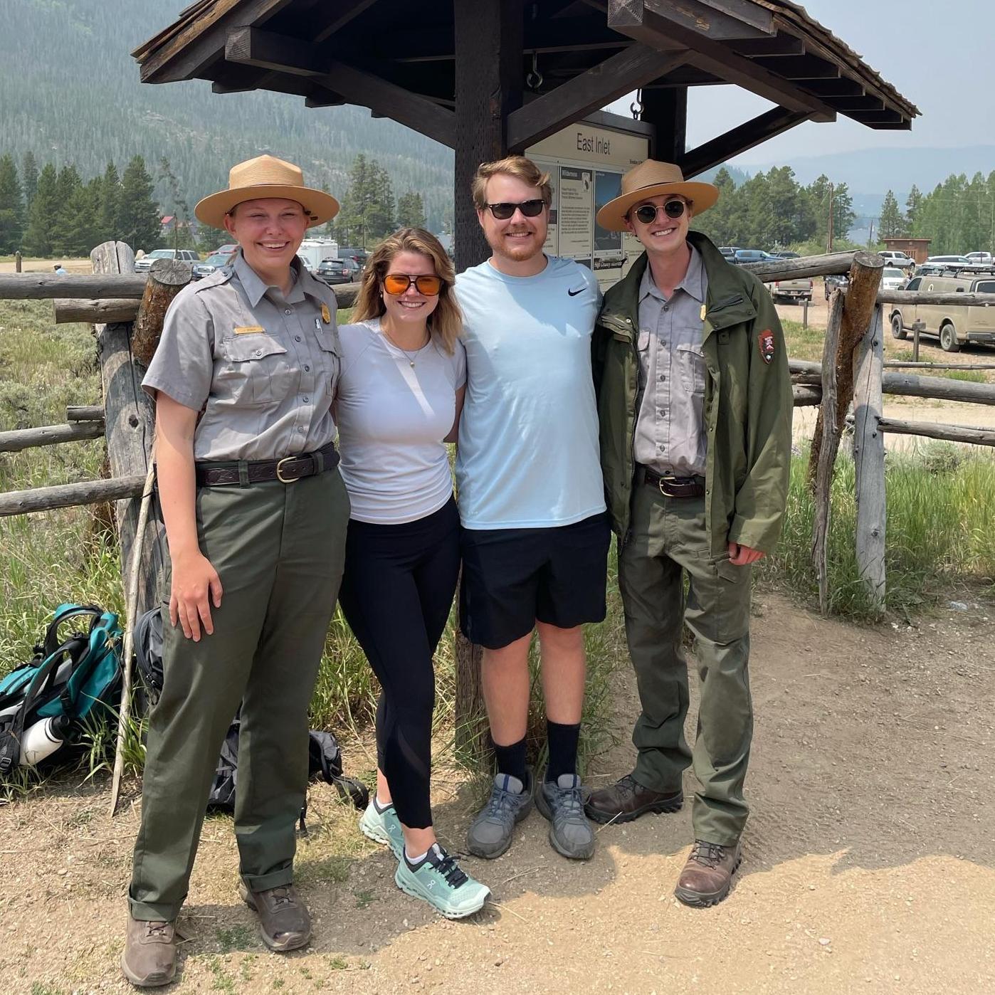 The national park David planned to propose at was actually closed, but he sneakily talked these park rangers into letting us in! We had to snap a picture with them on our way out!