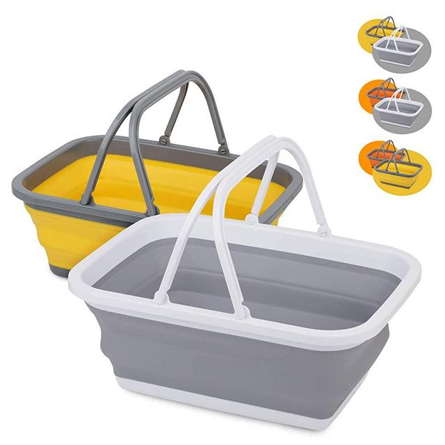 Tiawudi 2 Pack Collapsible Sink with 2.25 Gal / 8.5L Each Wash Basin for Washing Dishes, Camping, Hiking and Home