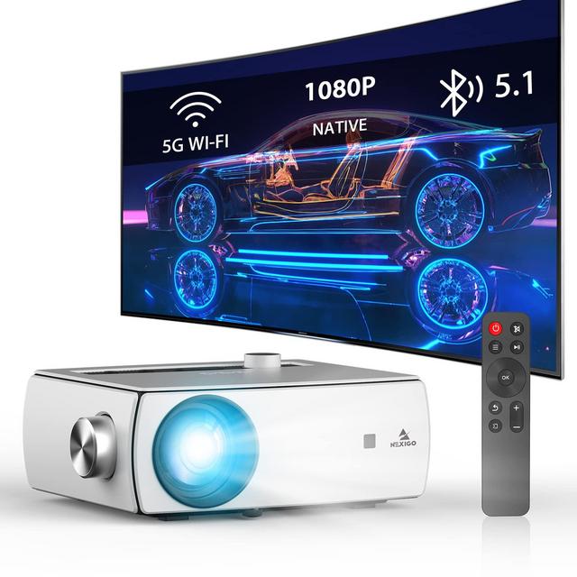 NexiGo Native 1080P WiFi Projector PJ10 with Dolby_Sound Support, Bluetooth 5.1 , [220ANSI - Over 7500 Lux Brightness], Remote, Compatible with Phone, Computer, HDMI, USB, AV Interfaces