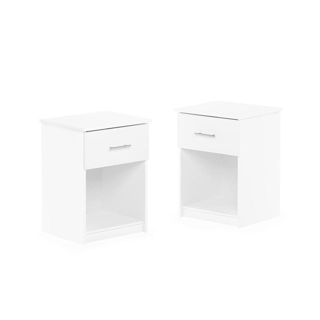 Furinno Tidur Nightstand, 2-Pack, Solid White