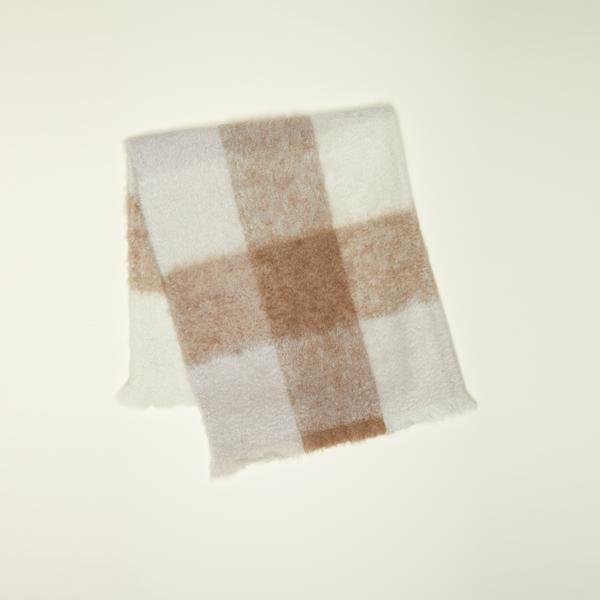 Plaid Mohair Throw in Neutral