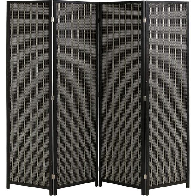 FDW Bamboo Room Divider Folding Privacy Screen 4 Panel 72 Inches High 17.7 Inches Wide Room Divider for Living Room Bedroom Study,Black