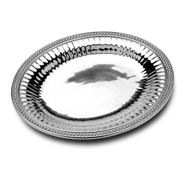 Wilton Armetale Flutes and Pearls Oval Serving Tray, 15.5-Inch-by-17.75-Inch