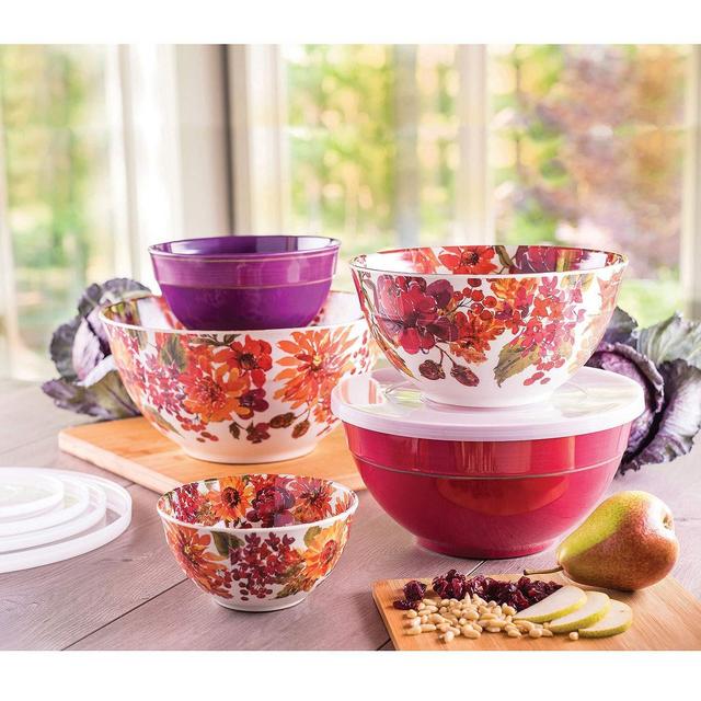 Melamine 10-Piece Mixing Bowl Set - Floral