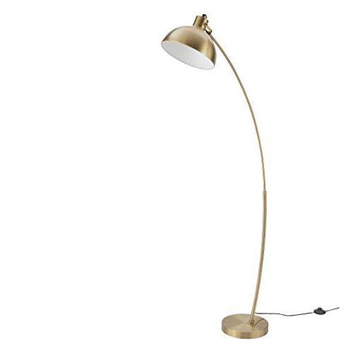 Archiology Arc Floor Lamp, Modern Adjustable Metal Floor Lamp with Antique Brass Shade for Living, Family Room, Office, Bedroom (61")
