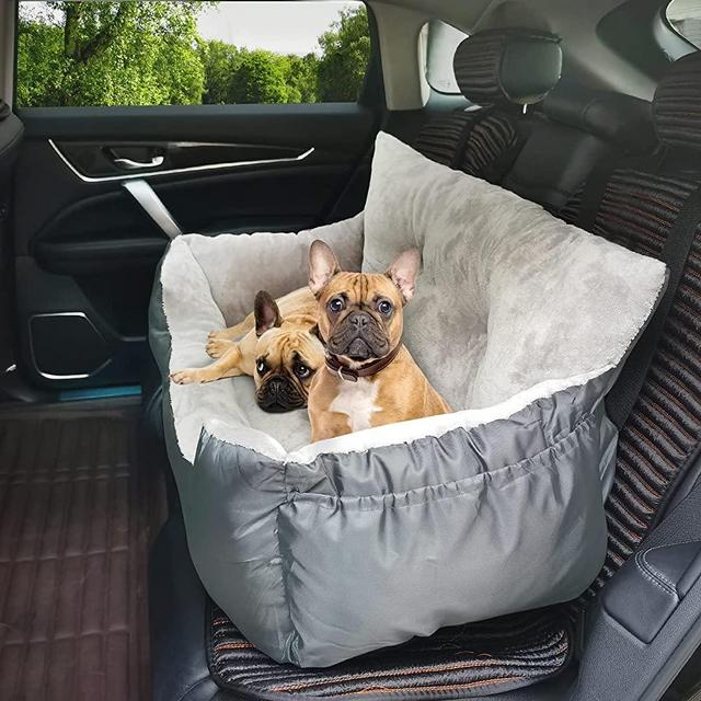 Dog Car Seat,Puppy Booster Seat Dog Travel Car Carrier Bed with Storage Pocket and Clip-on Safety Leash Removable Washable Cover for Small Dog