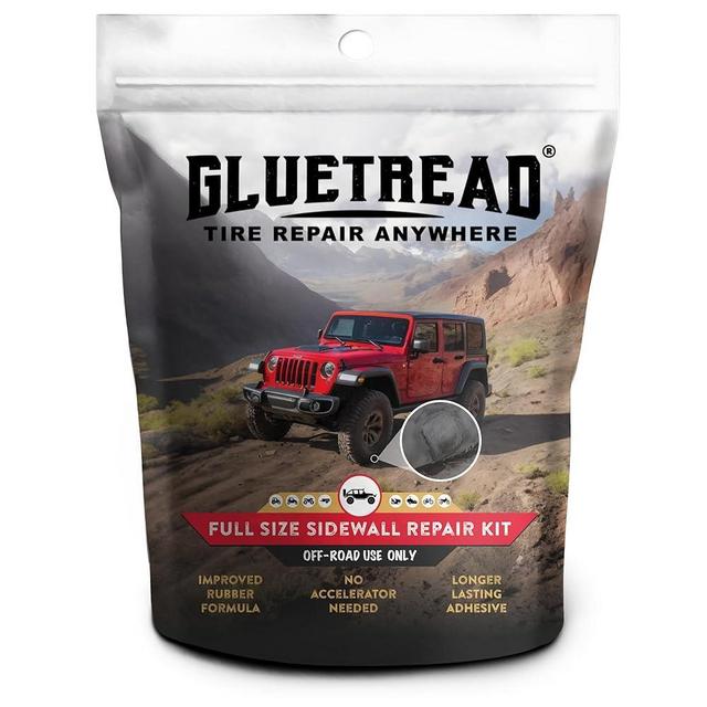 GlueTread Full-Size 4x4 Sidewall Tire Repair Kit | Sidewall Tire Patch Kit Puncture Repair Kit for Off-Road 4x4 Vehicles | Improved Rubber Formula No Accelerator Needed 10 Minutes Curing Time