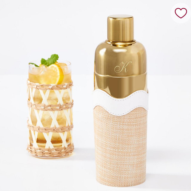Raffia Wave Cocktail Shaker (in white)