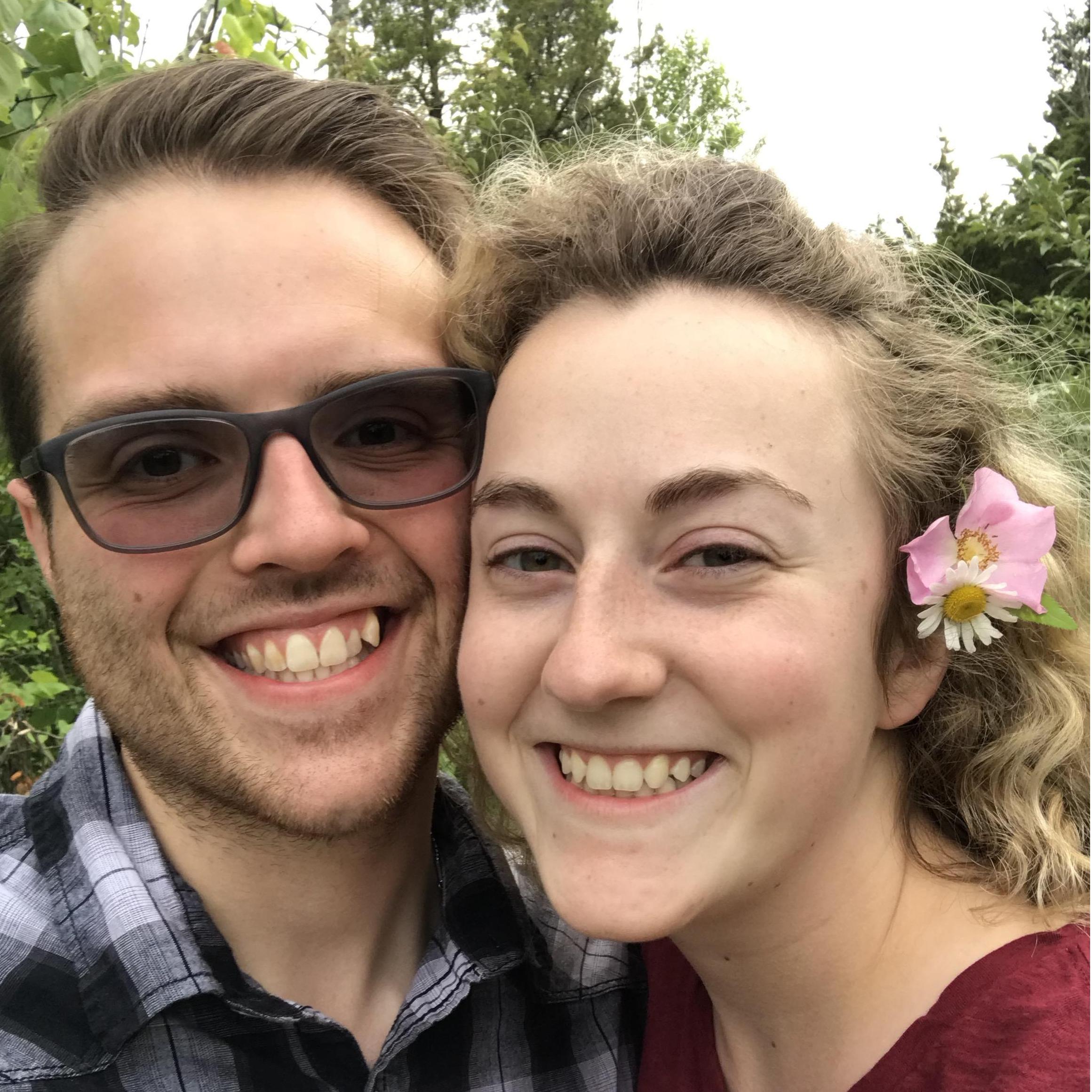 We were walking around at Cox Arboretam and Josh picked those flowers for my hair!
