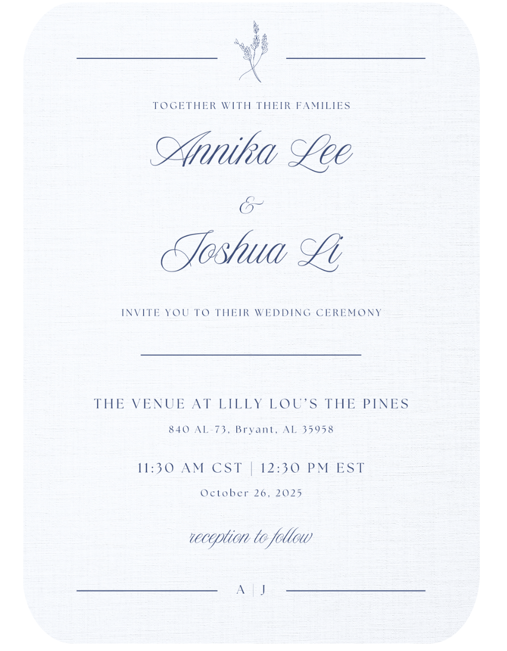 The Wedding Website of Annika Lee and Joshua Li