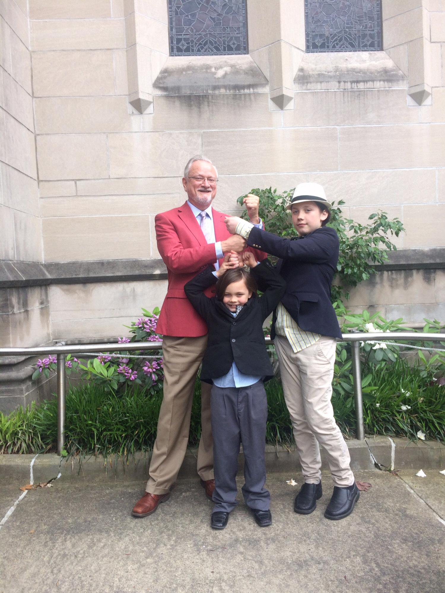 Church with my handsome men. Calvary Episcopal in Pittsburgh.