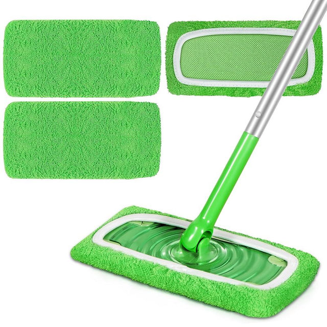 ZHAYAO 3 Pack Reusable 100% Coral Fleece Mop Pads Compatible with Swiffer Sweeper, Dry Sweeping Cloths & Wet Mopping Cloths, Washable Pads for Hardwood Floor Cleaning (Mop is Not Included)