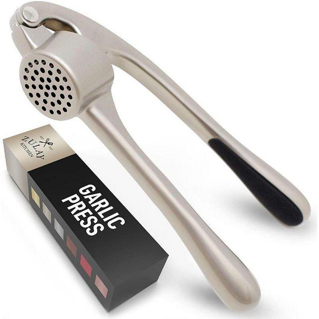 Zulay Kitchen Garlic Press with Soft Easy to Squeeze Ergonomic Handle Garlic Mincer Tool Extracts More Garlic Paste