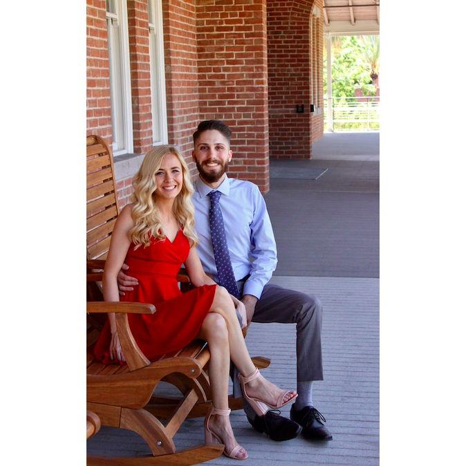 Posing for graduation pictures at Old Main. April 23rd, 2020