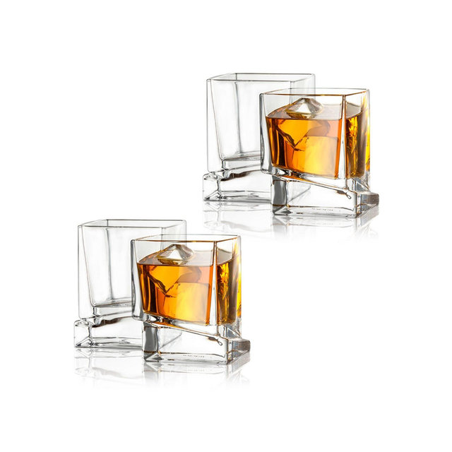 JoyJolt Carre Square Whiskey Glasses, Set of 4