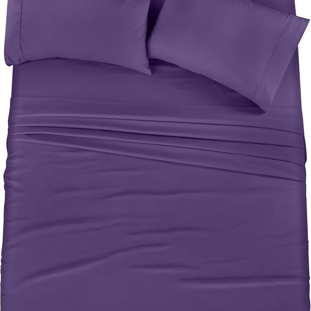 Utopia Bedding Queen Bed Sheets Set - 4 Piece Bedding - Brushed Microfiber - Shrinkage and Fade Resistant - Easy Care (Queen, Egg Plant)