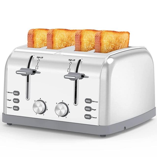 Toaster 4 Slice ,Retro Toater with 7 Shade Settings ,Best Prime Toaster for Waffles, 4 Slice Toaster with 3 Mode，Bagels and More Lainsten Toaster T-527