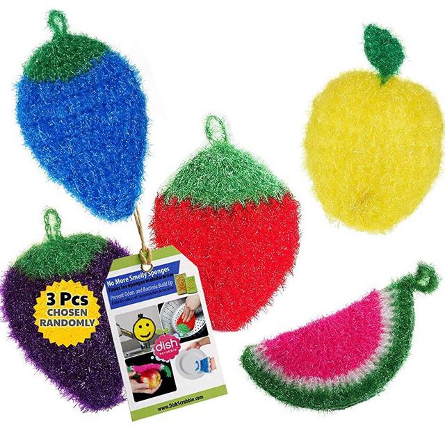 Dish Scrubber for Dishwashing (3 PK Mix) | Net Cloth Scrubber/Washcloth/Dish Rag Cloths | No Mildew Odor Smell Like Sponge or Dishcloths | Stocking Stuffers for Women Mom