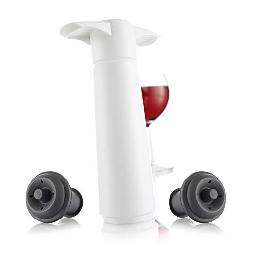 The Original Vacu Vin Wine Saver with 2 Vacuum Stoppers – White