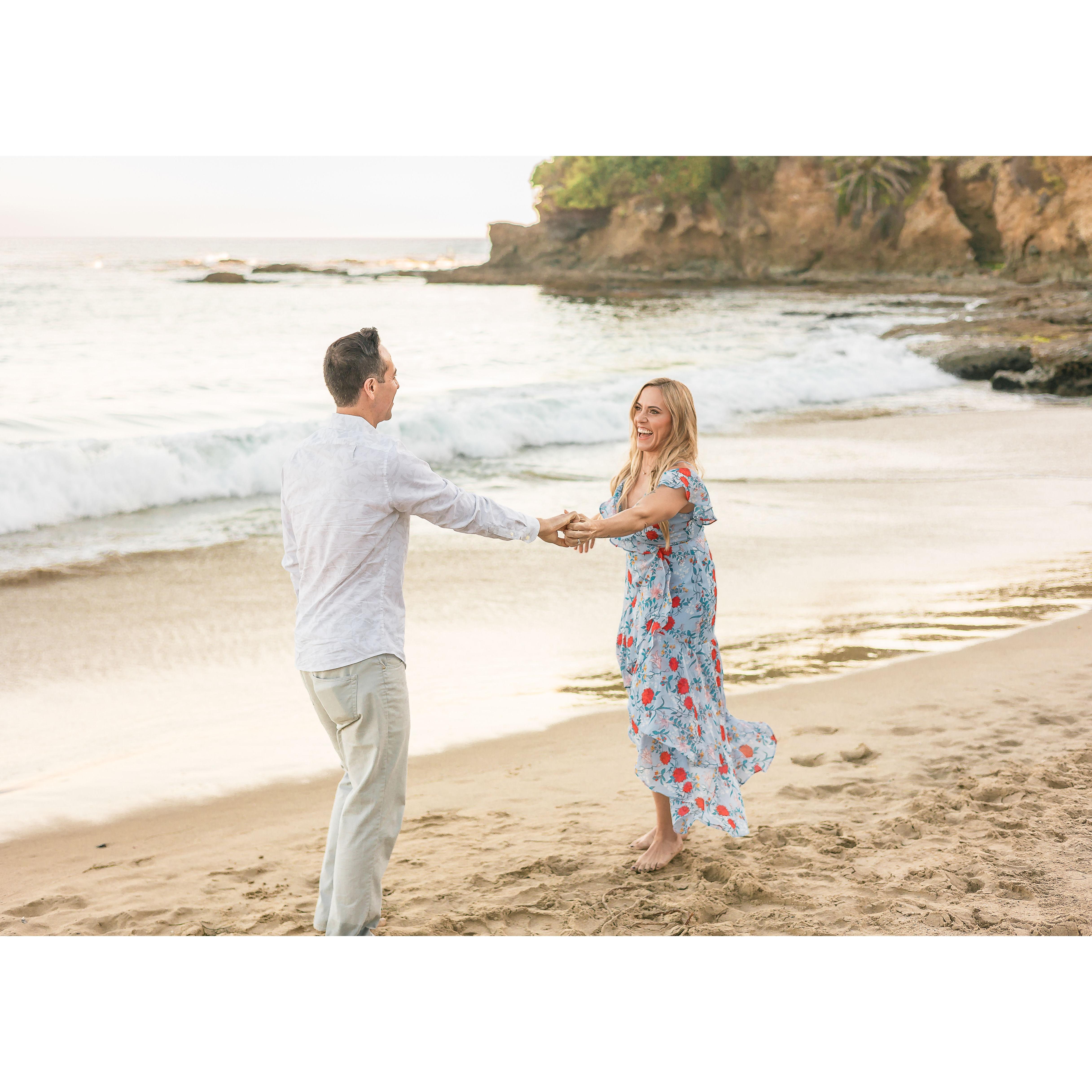 Engagements photos on the beach near where we got engaged