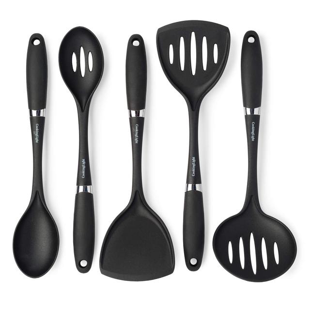 Cooking Light Non-Stick Cookware Safe Set, Best Kitchen Tools Nylon Gadget, 5 Piece, Black