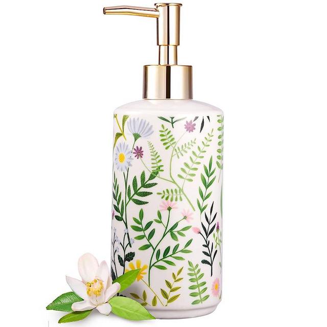 EMPO Soap Dispenser, Modern Farmhouse Style Ceramic Liquid Soap Dispenser, for Elegant Bathroom Décor (White)