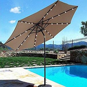 Best Choice Products 10ft Deluxe Patio Umbrella w/Solar LED Lights, Tilt Adjustment
