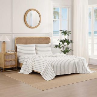 Vida Stripe 300-TC Cotton Sateen 4-Piece Sheet Set