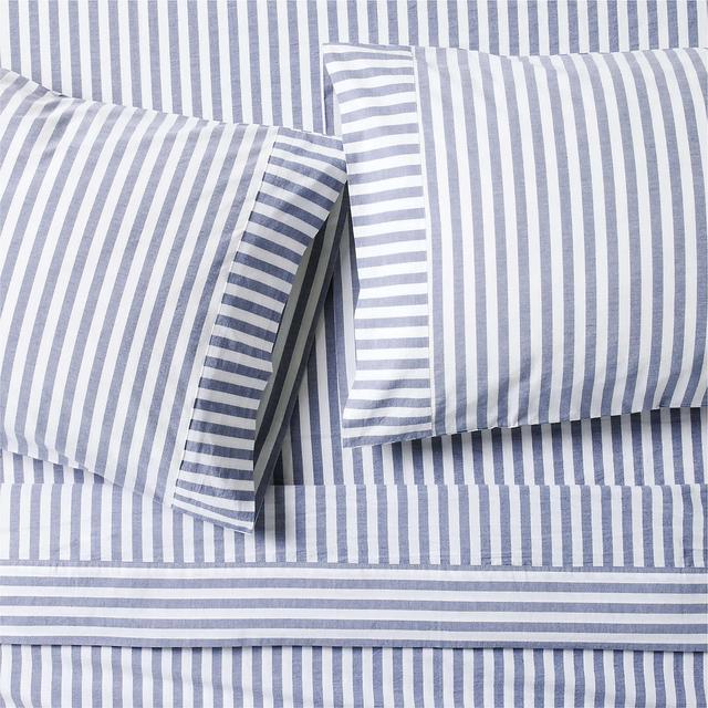 Oxford Shirting Deep Indigo Blue Organic Cotton King Bed Sheet Set