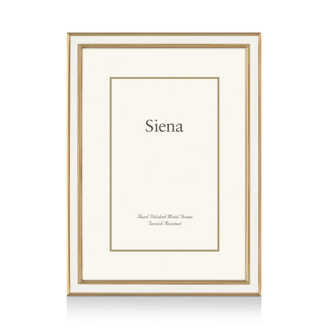 Siena White Enamel with Gold Frame, 5" x 7"