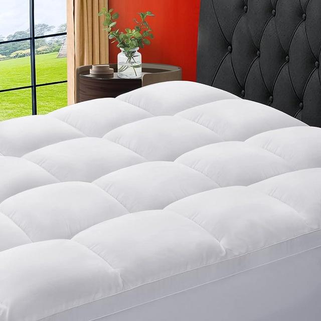 SOPAT Mattress Topper Queen Size Extra Thick Mattress Pad 8-21" Deep Pocket Soft Down Alternative Fill Mattress Protector Pillow Top Mattress Cover (60x80 Inches, White)