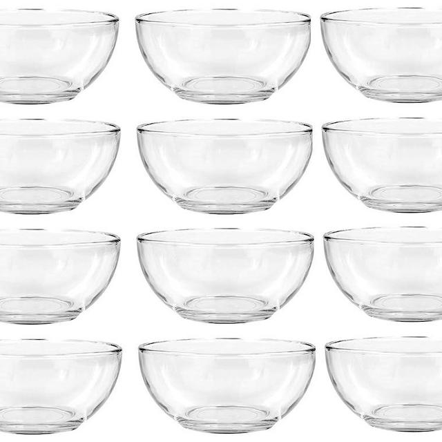 Clear Glass Bowls, 6 in. for Kitchen Prep, Dessert, Dips, Soups, Salads, Cereal, and Candy Dishes or Nut Bowls (12)