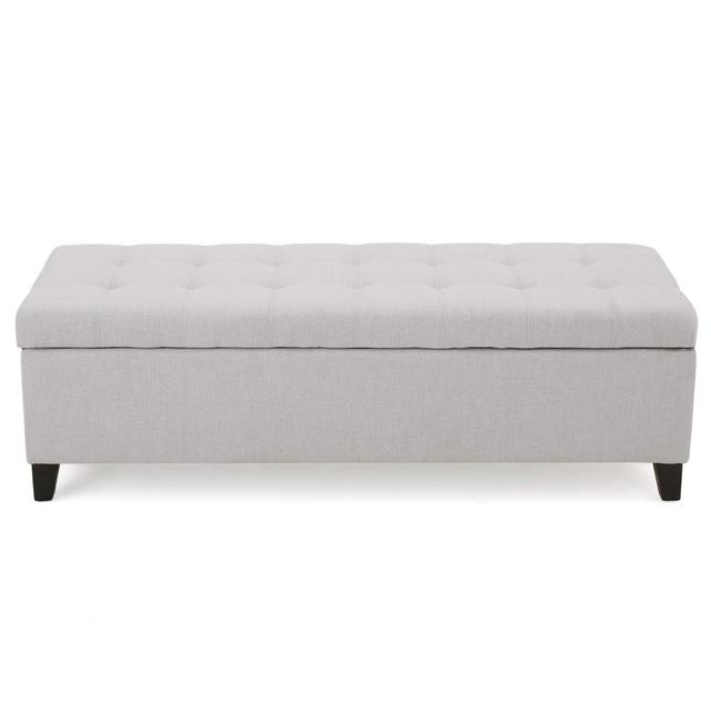 Christopher Knight Home Mission Fabric Storage Ottoman, Light Grey