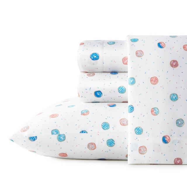 Queen Printed Pattern Percale Cotton Sheet Set Donuts - Poppy & Fritz