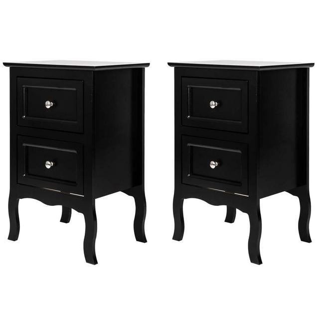 Bonnlo Black Nightstand Set of 2, Nightstands with 2 Drawers, Bed Side Table/Night Stand, Small Nightstand for Bedroom, Small Spaces, College Dorm, Kids’ Room, Living Room, Wood, 16W x 12D x 24H