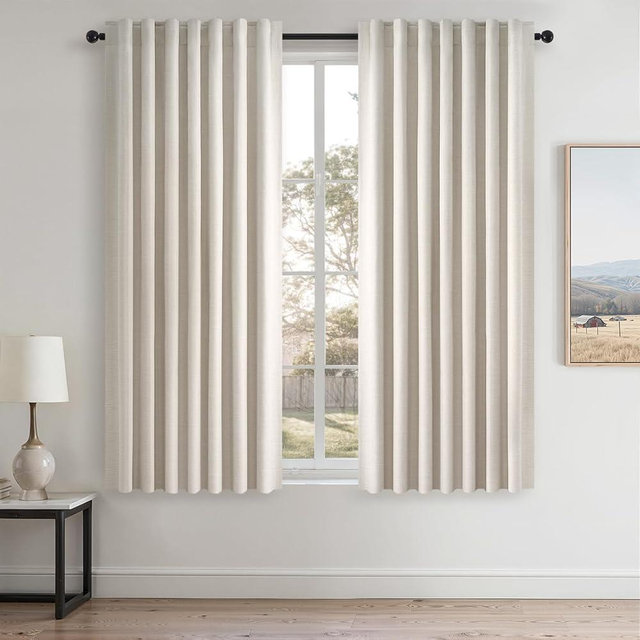 54 Inch Long Blackout Tiers Curtains for Small Window Elegant Short Curtain Drapes for Livingroom Bedroom Thermal Insulated Linen Cafe Drapes (2 Panels, 52 inches Wide by 54 inches)Cream Ivory