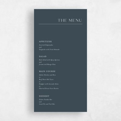 Teal, Blue Wedding Menu - Corao