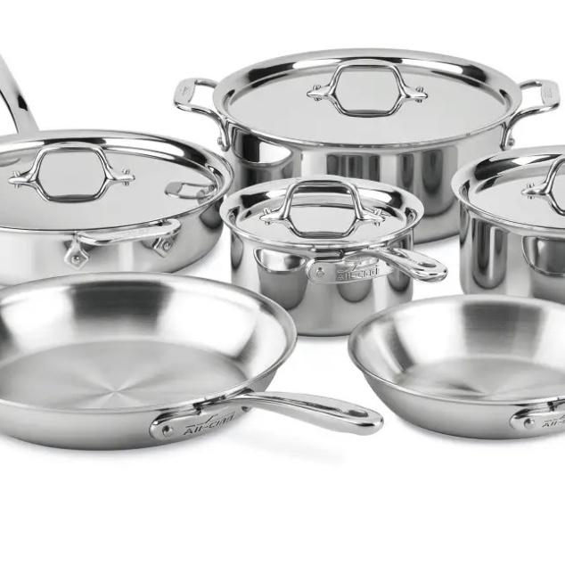 All-Clad D3 Stainless Everyday, 10 Piece Pots and Pans Cookware Set